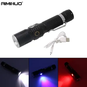 AIMIHUO Cree XML-T6 LED Flashlight USB Charging UV Flashlight Waterproof Light LED Torch T6 Lamp For Rechargeable 18650 Battery