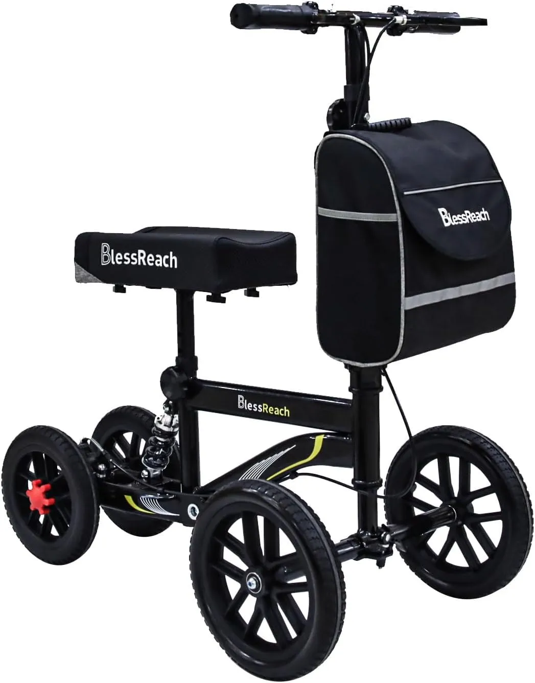 All Terrain Steerable Knee Scooter Crutch Alternative，Deluxe Medical Scooter Double Handbrake,for Adults Injured Ankle & Foot Recovery Scooter in Black