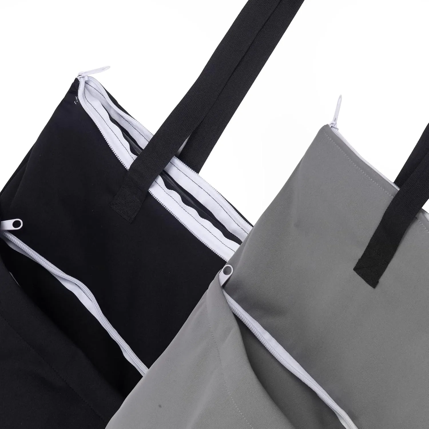 ALVABABY 2 Pack Large Wet Dry Bag Waterproof Hanging Cloth Diaper with Double Zippered Pockets 25x18 inches (Black and grey)