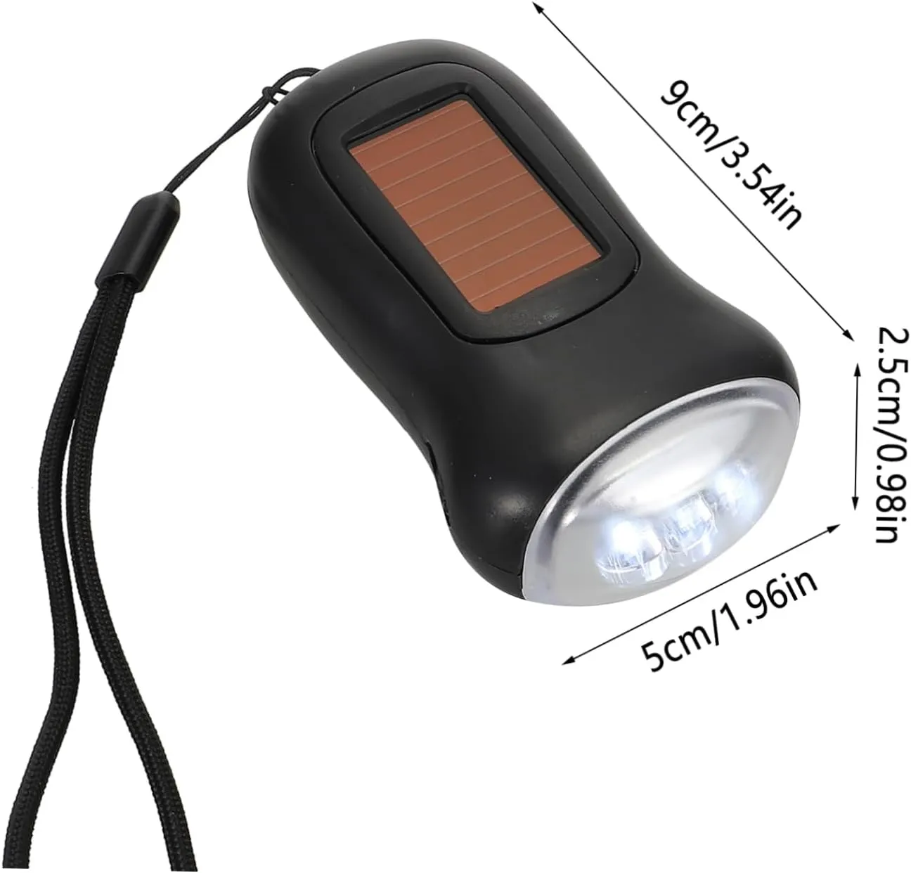 Angoily 3pcs Hand Crank Solar Powered Flashlight Led Torch for Outdoor Sports Camping Emergency Use and More Lightweight Portable Design -lost Strap Essential