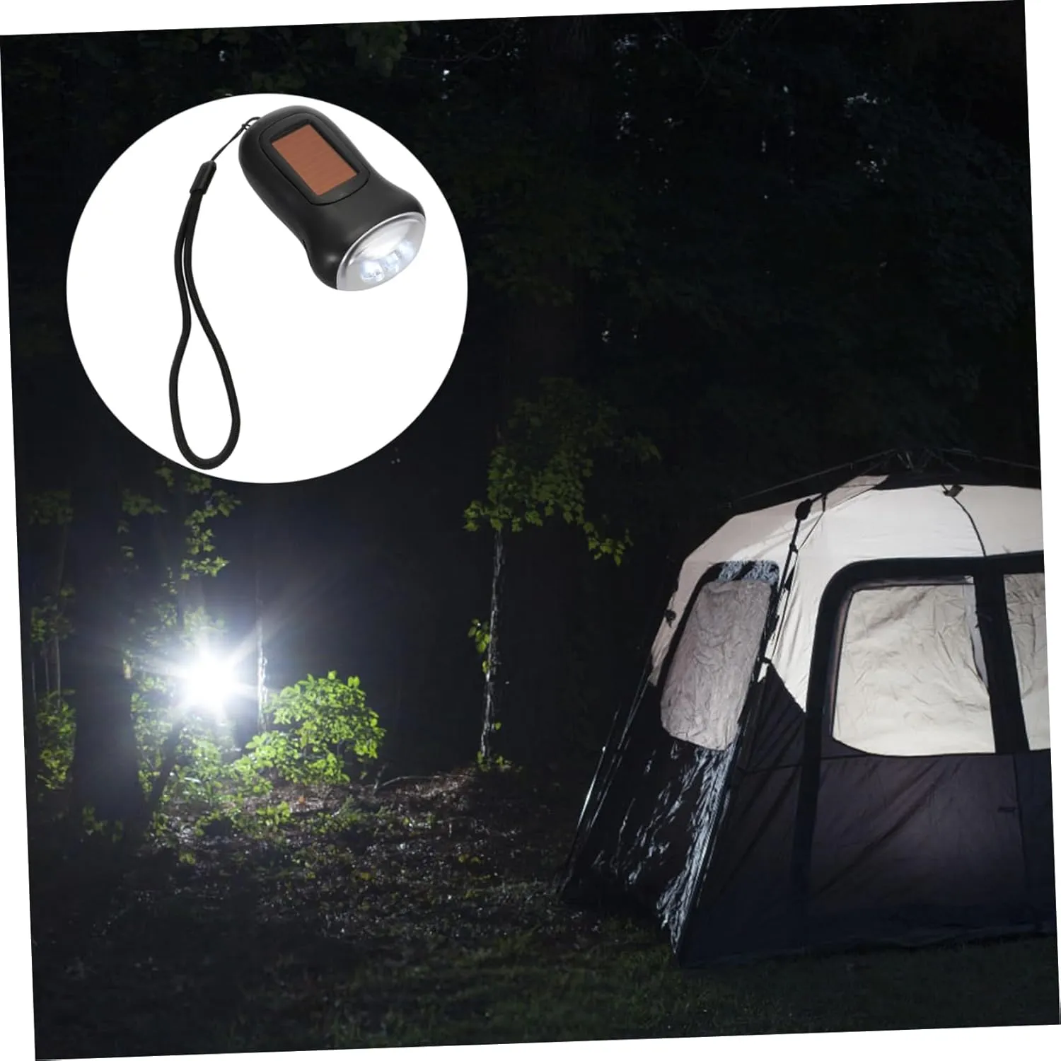 Angoily 3pcs Hand Crank Solar Powered Flashlight Led Torch for Outdoor Sports Camping Emergency Use and More Lightweight Portable Design -lost Strap Essential