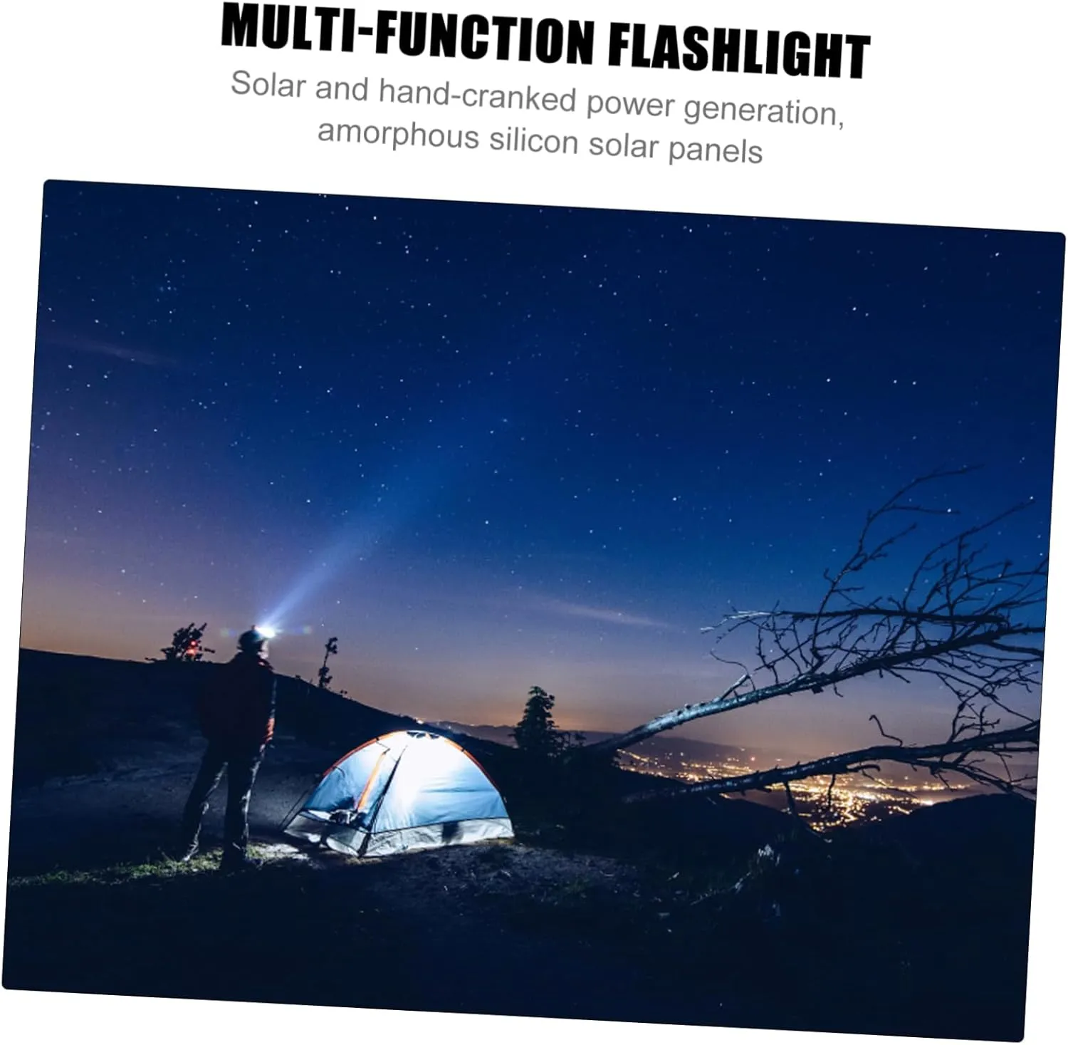 Angoily 3pcs Hand Crank Solar Powered Flashlight Led Torch for Outdoor Sports Camping Emergency Use and More Lightweight Portable Design -lost Strap Essential