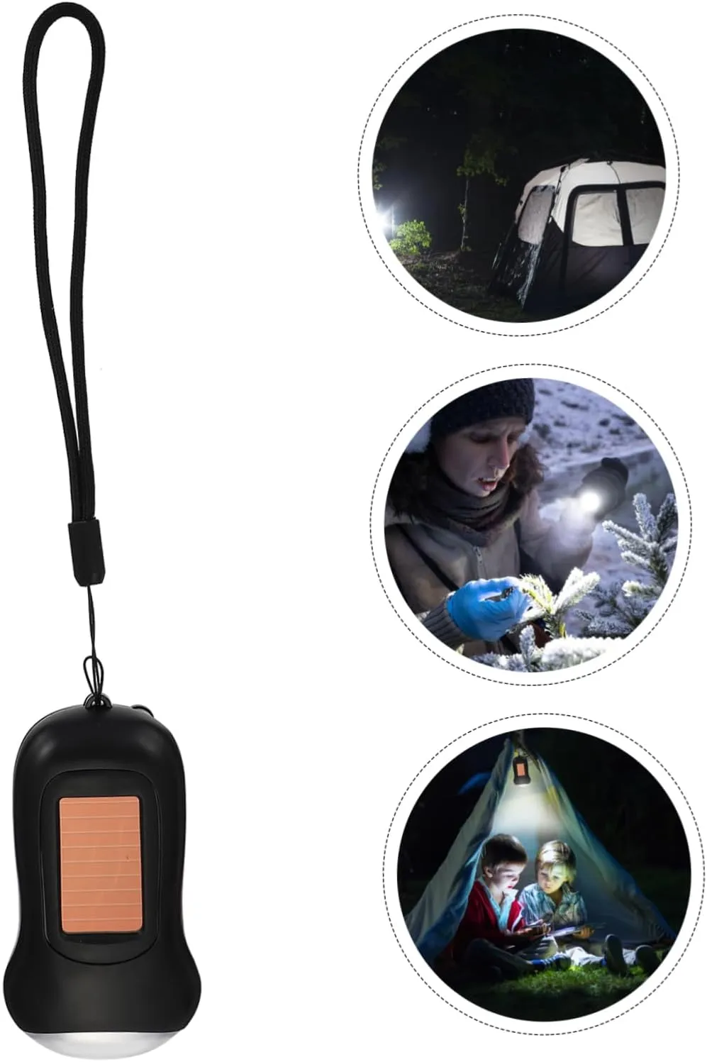 Angoily 3pcs Hand Crank Solar Powered Flashlight Led Torch for Outdoor Sports Camping Emergency Use and More Lightweight Portable Design -lost Strap Essential