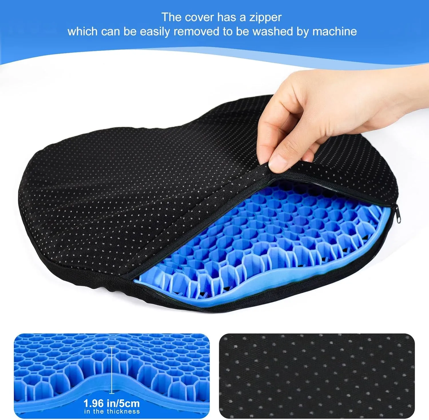 Anti Slip Kayak Gel Seat Cushion Thick Waterproof Egg Seat Cushion Kayak Seat Pad with Non-Slip Cover for Sit in Kayak Inflatable Kayak Canoe & Boat Kayak Accessories for Fishing Kayak