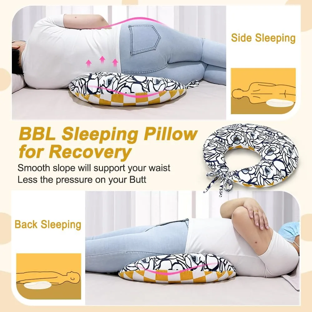 AOSSA BBL Pillow After Surgery for Sleeping Sitting, Booty Butt Pillows, Brazilian Butt Lift Post Surgery Recovery, Driving Donut Pillow, Foam Seat Support Hip Cushion for Chair Bed BBL Wedge Pillow