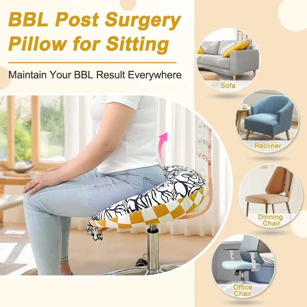 AOSSA BBL Pillow After Surgery for Sleeping Sitting, Booty Butt Pillows, Brazilian Butt Lift Post Surgery Recovery, Driving Donut Pillow, Foam Seat Support Hip Cushion for Chair Bed BBL Wedge Pillow