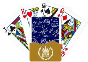 Aquatic Seafood Food Human Beings Royal Flush Poker Playing Card Game