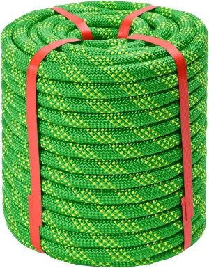 Arborist Rigging Rope - Green 1/2 in x 50 Ft Static Tree Rope for Climbing Tree Felling Pulling for Arborists