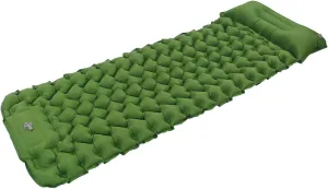 Asixxsix Camping Sleeping Pad, Inflatable Sleeping Mat Built in Foot Pump & Pillow, 77.2X26.8inch Camping Mat with Carry Bag, for Camping, Backpacking, Hiking, Tent (Olive Green)