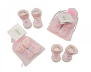 Baby Girls Socks in Mesh Bag - I Love Mummy/Daddy (Bw-6115-2138)