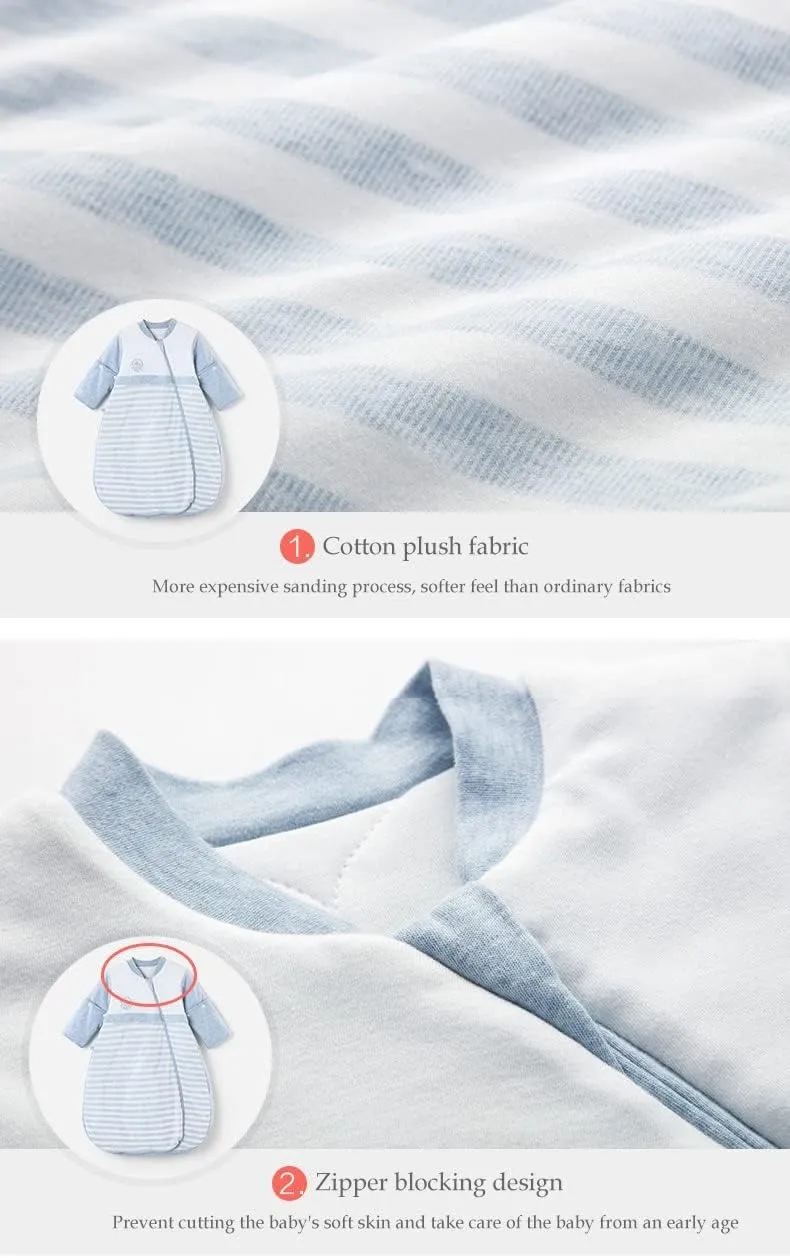 Baby Organic Sleeping Bag Detachable Sleeve Wearable Blanket,Pink,Double Layer for 68-77℉