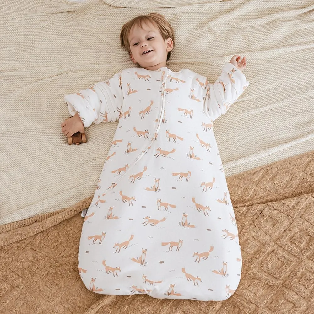 Baby Sleep Bag Wearable Blanket Sleep Sack with Detachable Sleeves 2.5tog Unisex Baby Sleeping Sack With 2-Way Zipper