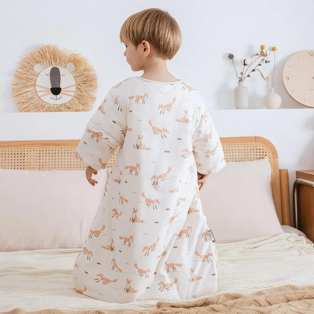 Baby Sleep Bag Wearable Blanket Sleep Sack with Detachable Sleeves 2.5tog Unisex Baby Sleeping Sack With 2-Way Zipper