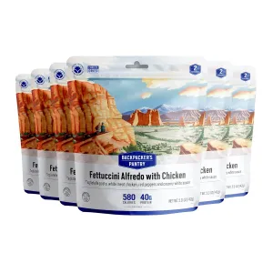 Backpacker's Pantry Fettuccine Alfredo with Chicken - Freeze Dried Backpacking & Camping Food - Emergency Food - 40 Grams of Protein - 6 Count