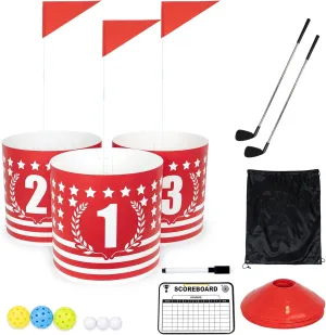 Backyard Golf Game 3 Holes Set,Portable Outdoor Game for Practice,Golf Chipping Game for Lawn,Yard,Camping,Park,Beach