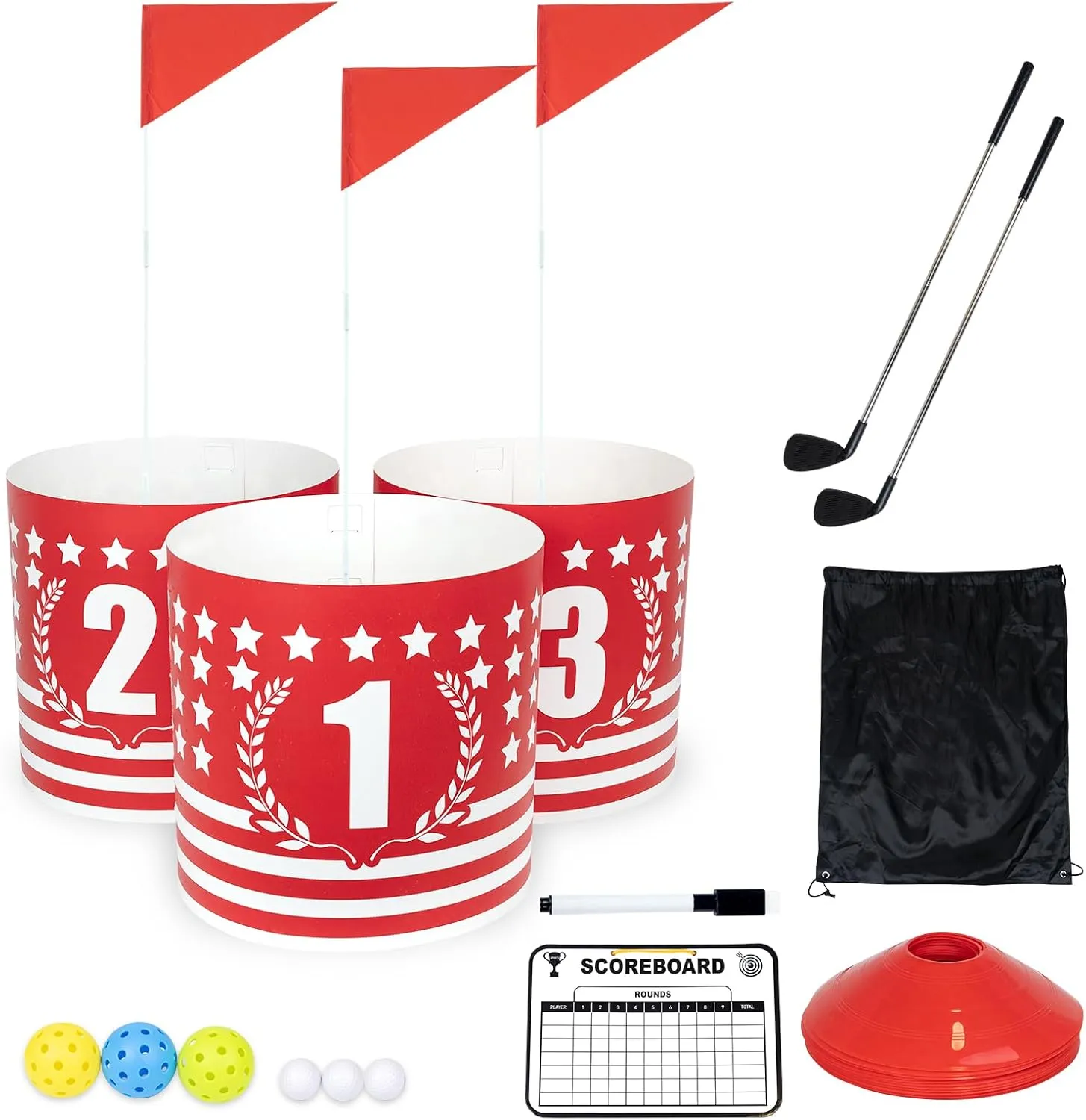 Backyard Golf Game 3 Holes Set,Portable Outdoor Game for Practice,Golf Chipping Game for Lawn,Yard,Camping,Park,Beach