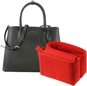 Bag Organizer for Prada Medium Saffiano Leather Double Bag(33L x 25H x 14D cm)|Handmade Custom Bag Insert|2mm Felt Bag Liner|Women Handbag Shaper (Pink, Style A)