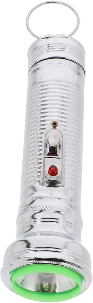 balacoo Vintage Style Metal Flashlight Hand-held 80s Torch Battery Operated Photo Prop for Camping Home Decor