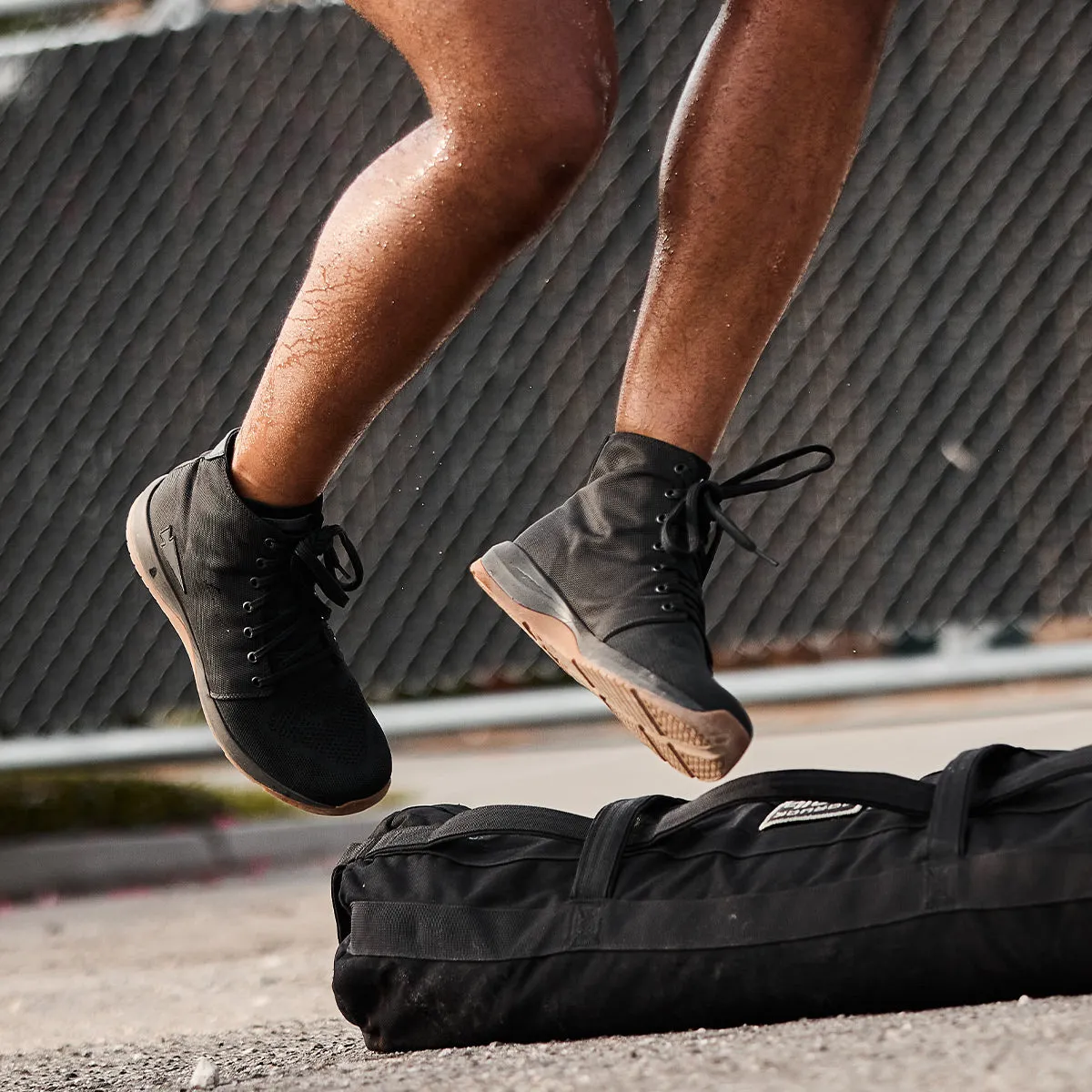 Ballistic Trainers - Mid Top - Black   Gum w/ Black Reflective Spearhead