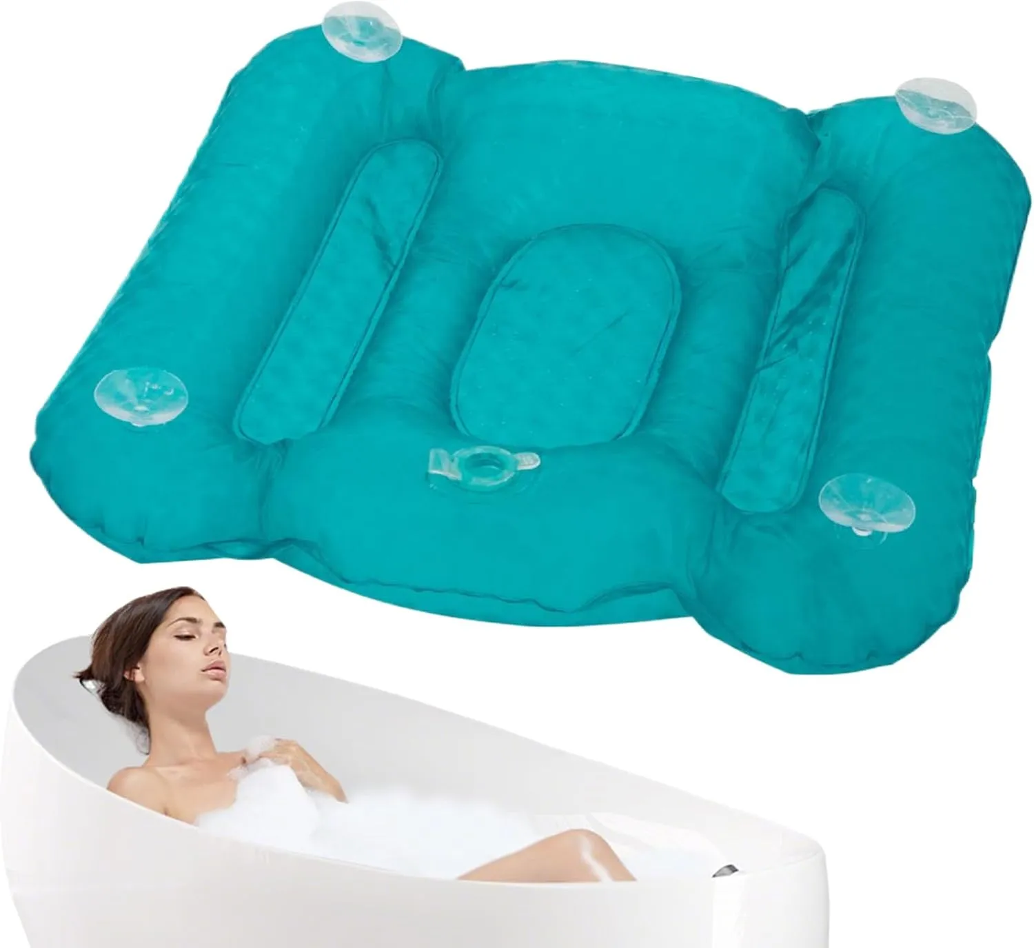 Bath Pillow - Inflatable Body Bath Pillow,Ergonomic Bathing Massage Pad with Suction Cups, Deep Soaking Bathtub Body Mat for Women Adults