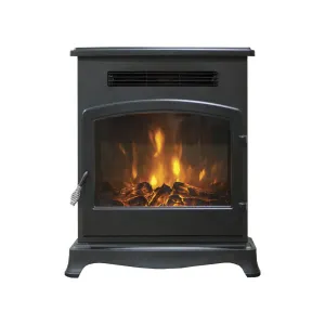 Be Modern Electric Stove LED Matt Black Thermostat Flame Effect Heater 2kW
