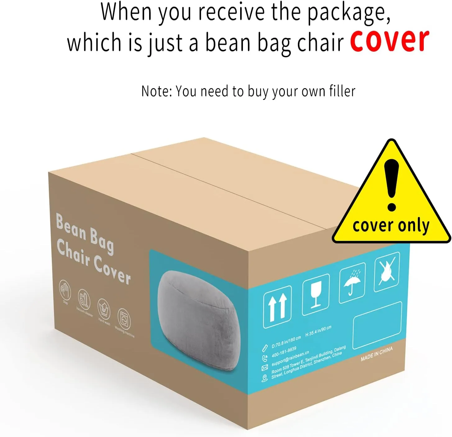 Bean Bag Chair Cover Without Filler,Big Round Soft Fluffy PV Velvet Washable Bean Bag Lazy Sofa Bed Cover for Adults,Living Room Bedroom Furniture Outside,5ft black(No Filler)