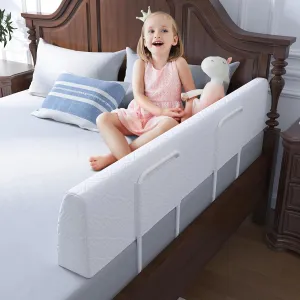 Bed Bumper for Toddlers, Foam Bed Rail for Toddlers, Toddler Bed Rail Bumper, Soft Safety Bed Guard Rail for Kids, Bed Side Rail for Twin, Full, Queen & King Beds (White, 51IN)