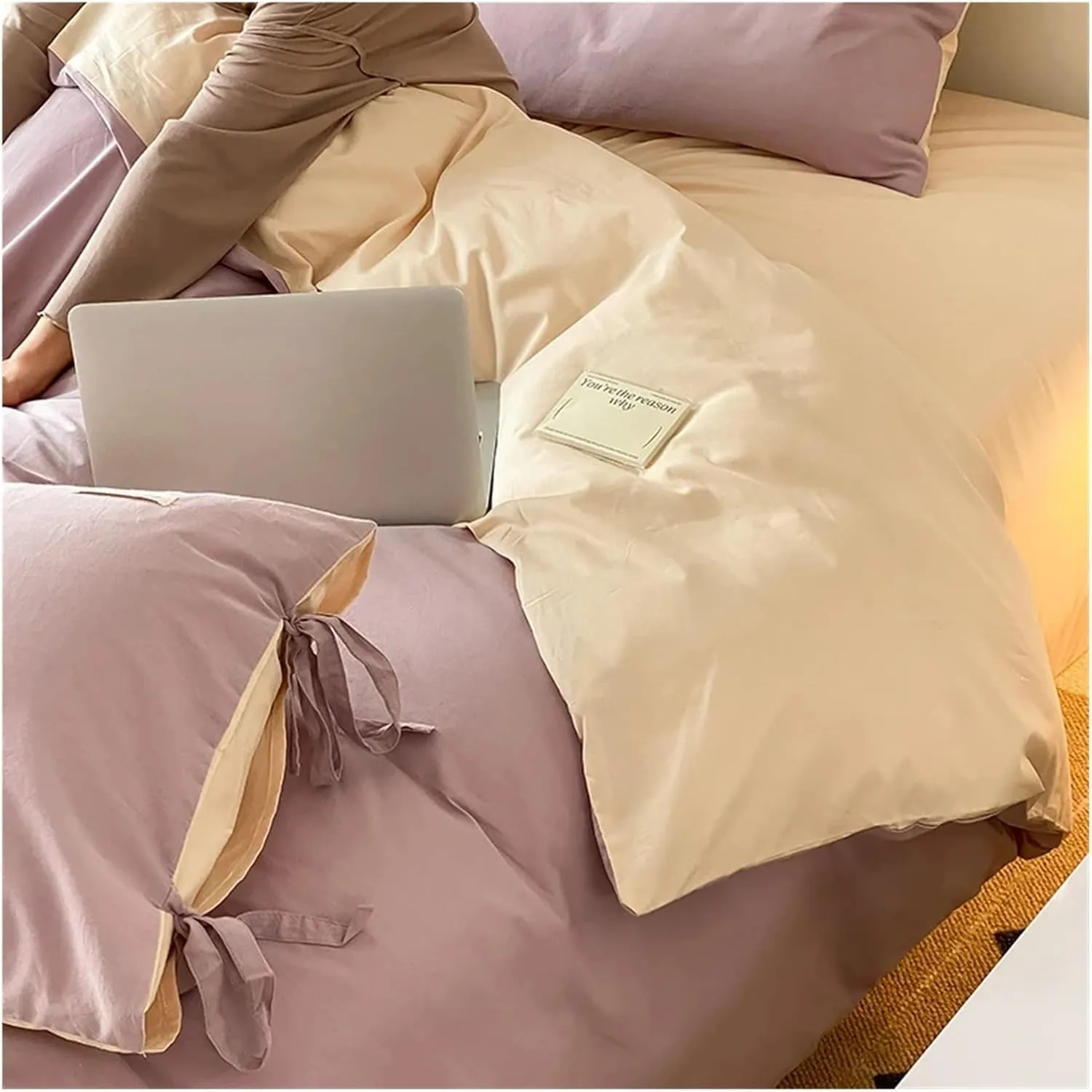 Bed Four Pieces Set, Winter Duvet Cover Luxury Cute Women Queen Sheet Sets Double Bed King Single Bed Comforter Set (B-Twin