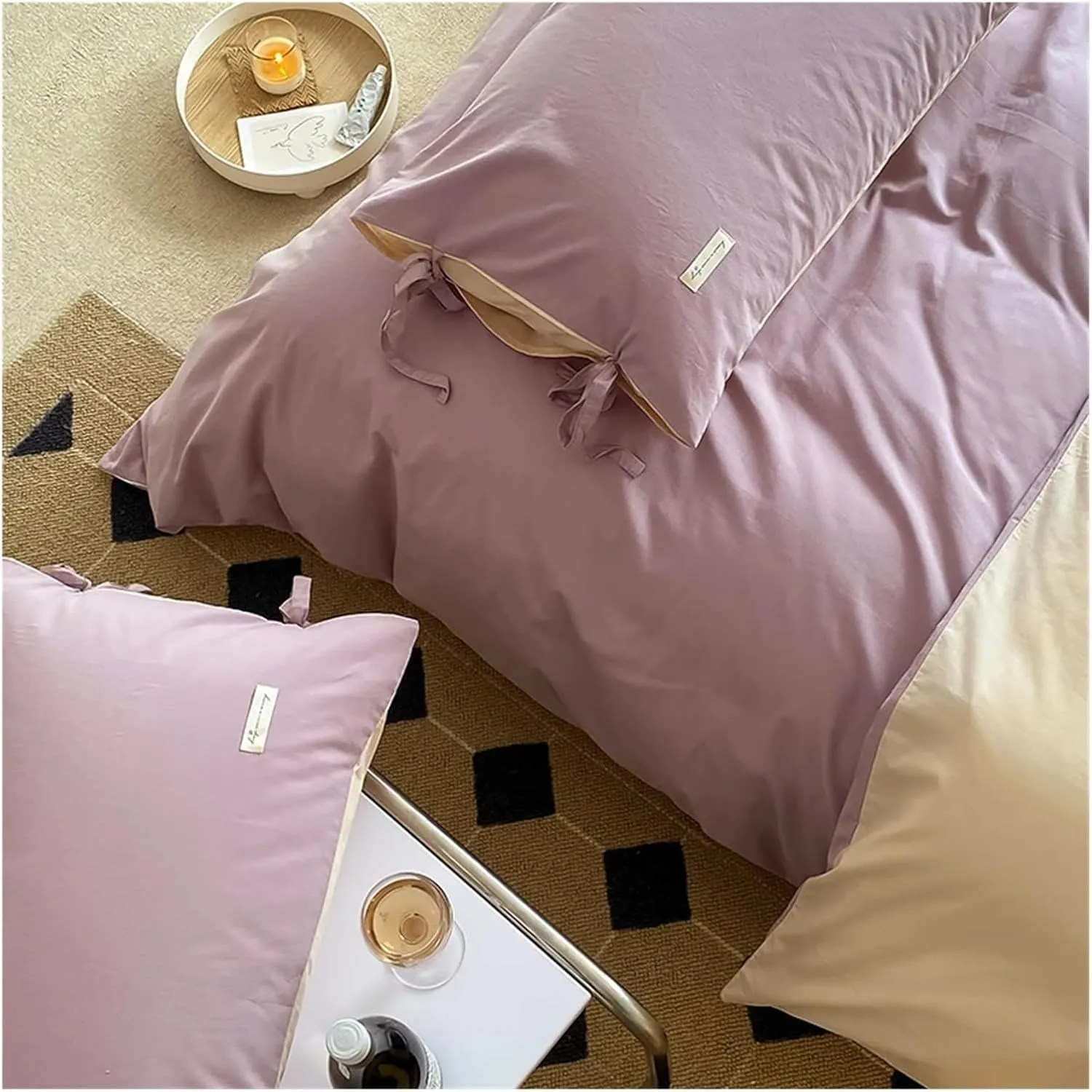 Bed Four Pieces Set, Winter Duvet Cover Luxury Cute Women Queen Sheet Sets Double Bed King Single Bed Comforter Set (B-Twin