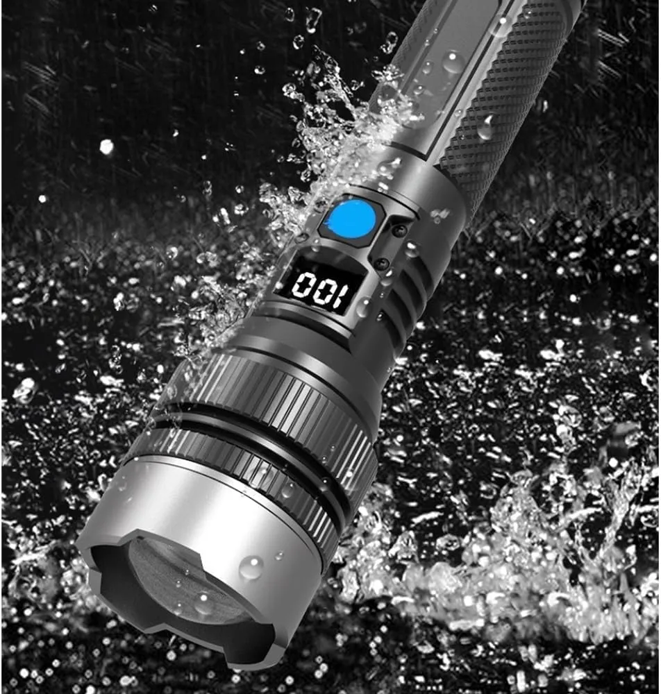 Benighty Flash Light, 2025 The Ultimate Survival Flashlight, Benighty Flashlight Rechargeable, Waterproof Zoomable Emergencies Handheld Spotlight for Camping, Outdoor with Digital Display (1PCS)