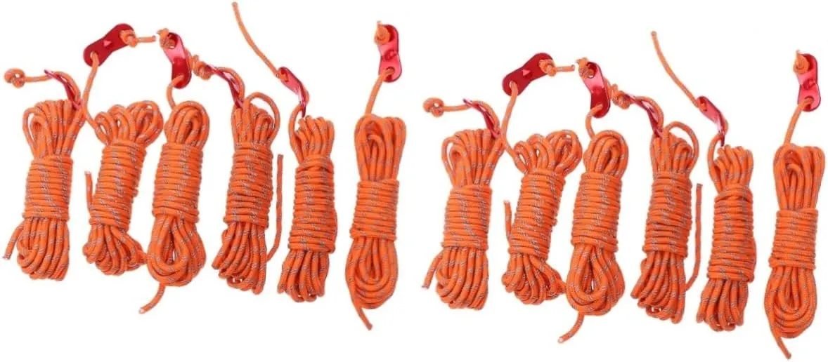 BESPORTBLE 2sets Outdoor Tent Ropes with Reflective Guy Lines Rope Nylon Guyline Cords for Tensioning Ideal for Camping Hiking Tent Canopy 6pack*2