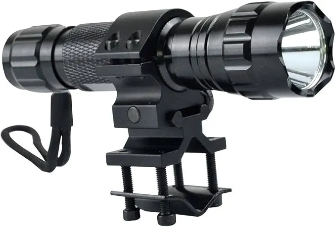 BESTSUN Super Bright Tactical Flashlight WF-501B L2 LED 1200 Lumens 1 Mode Hunting Light Lamp Torch Set with Pressure Tail Switch, Barrel Mount and Charger