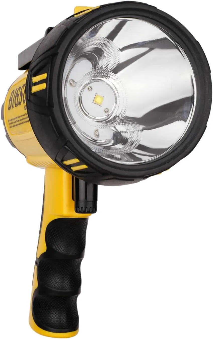 BIGSUN Rechargeable Spotlight, High Lumens LED Flashlight,Work Lamp with Stand,10000mAh Battery, Handheld Large Spot Light for Outdoor, Car, Boat