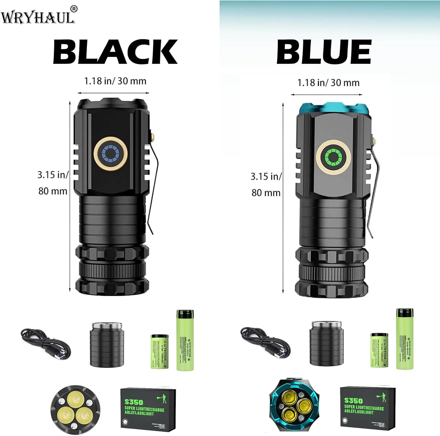 Blitron Flash Light, Magnetic Rechargeable Super Bright Flashligh, Three-Eyed Monster Mini Flashlight, Mini Flash Super Power Flashlight, Super Bright Pocket Light (BL-350X-Blue)