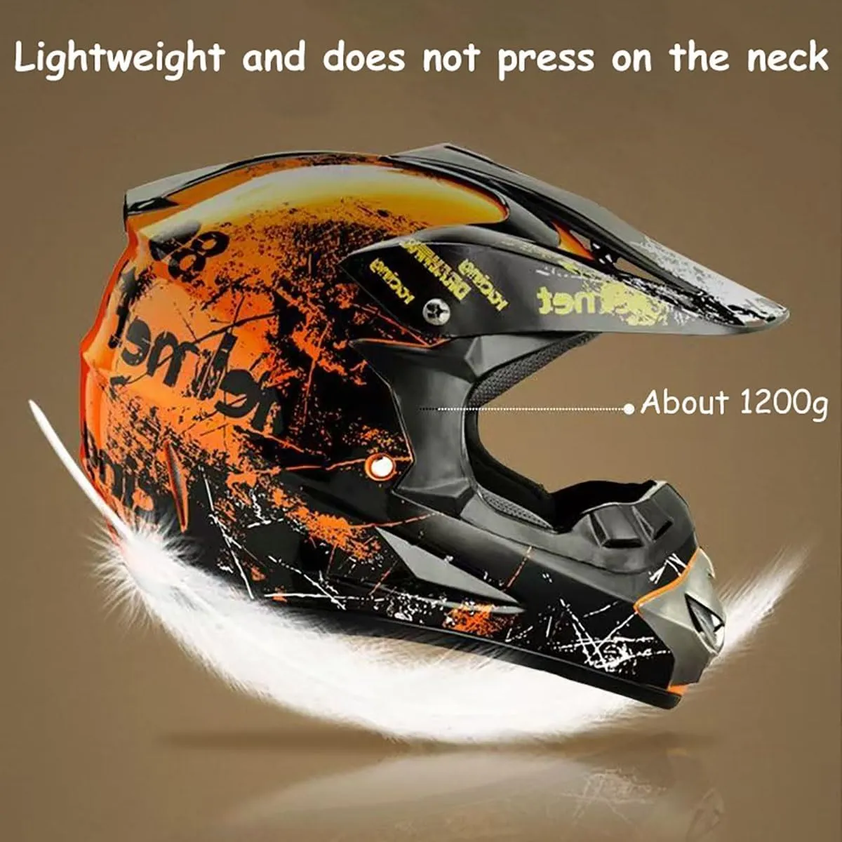 Bluetooth Off Road Motorcycle Helmet, DOT Approved Adult Unisex Full Face Mountain Climbing Helmet with Speakers and Microphone for Cool Offroad BMX Four Wheeler Dirt Bike
