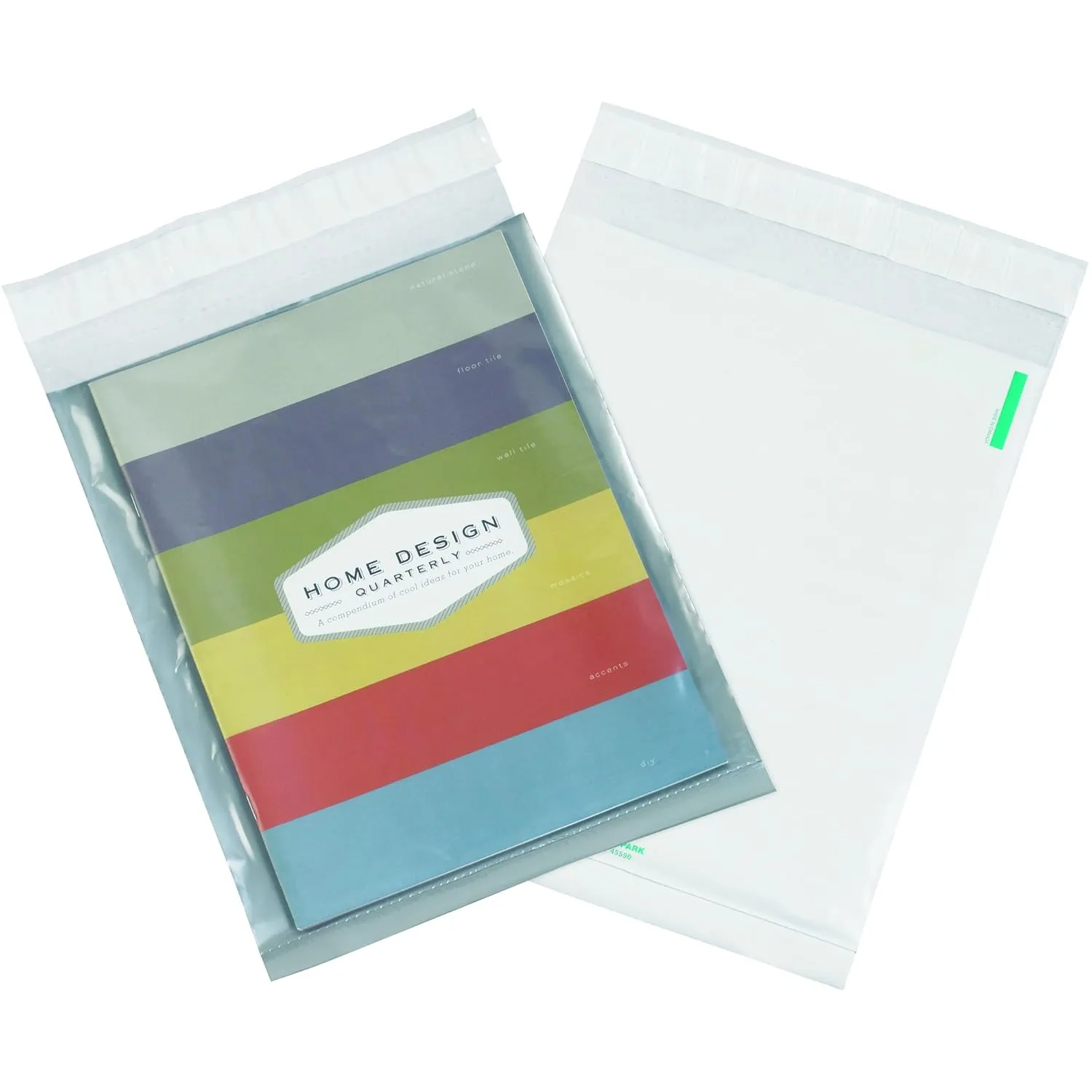 BOX USA Clear View Poly Mailer Envelopes, 9' x 12', Clear/White, Self Seal, Waterproof and Puncture Resistant, for Packing, Mailing, and Shipping Catalogs and Brochures, Pack of 100