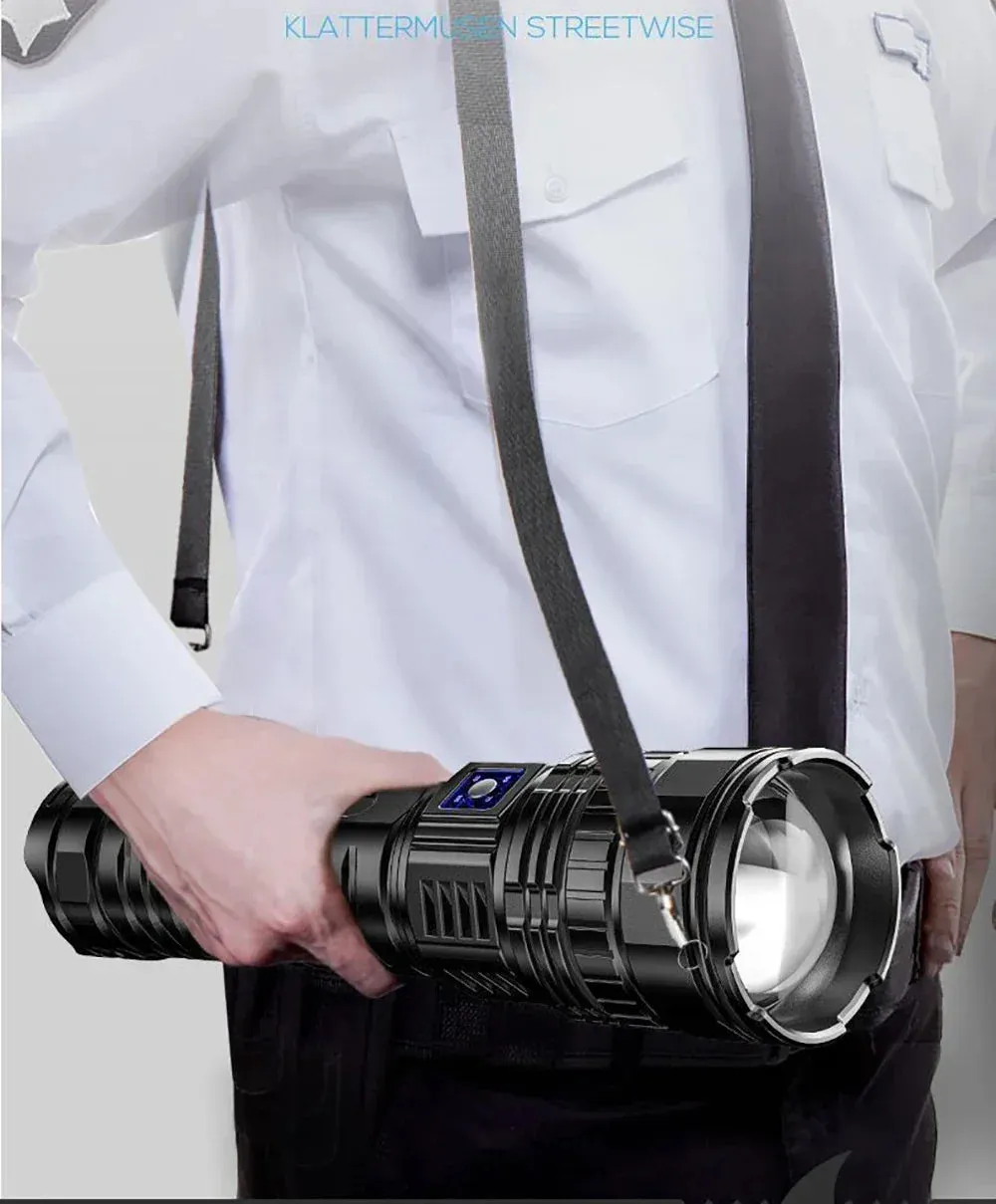 Built-in 15000mAh Battery Ultra Long Life 100000Lumens Ultra Bright LED Flashlight With Tail Light Powerful Tactical Torch Emergency Camping Spotlights