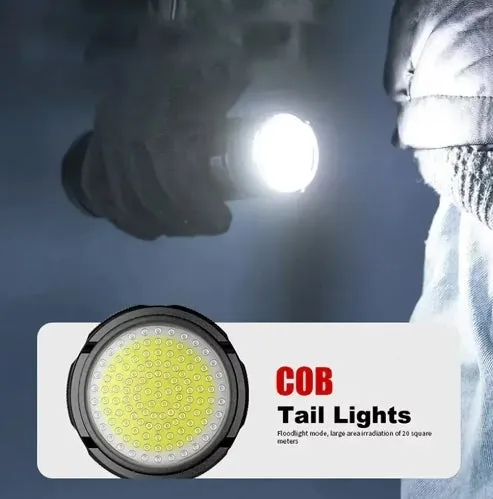Built-in 15000mAh Battery Ultra Long Life 100000Lumens Ultra Bright LED Flashlight With Tail Light Powerful Tactical Torch Emergency Camping Spotlights