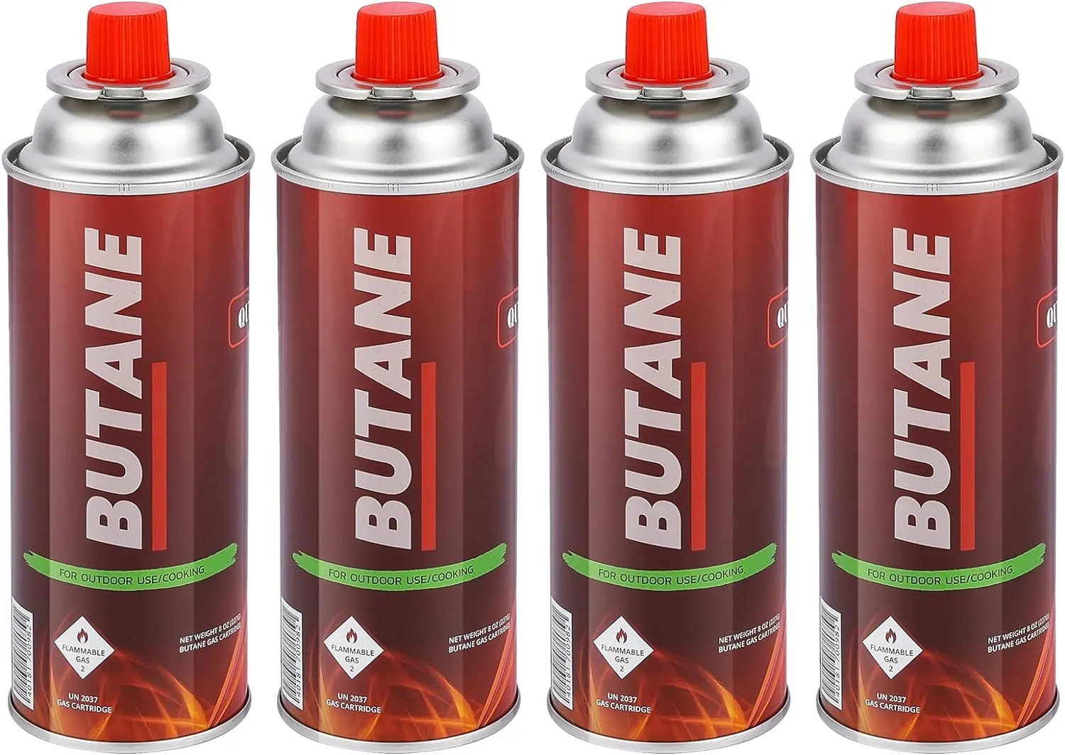 Butane Fuel Cylinders| 8oz Butane Canisters for Portable Stove | Butane Torch Replacement Canisters - RVR - Safety System- 4 Pack
