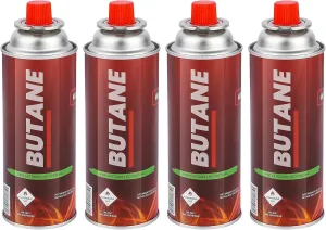 Butane Fuel Cylinders| 8oz Butane Canisters for Portable Stove | Butane Torch Replacement Canisters - RVR - Safety System- 4 Pack