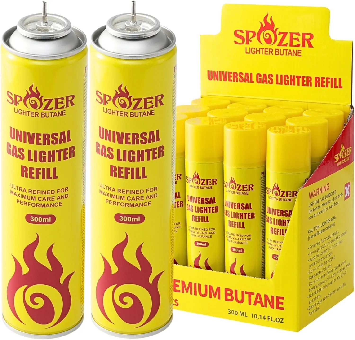 Butane Fuel Refill 300ml 10.14 Oz Lighter Butane Fuel Canister Ultra Pure Butane Gas Refill for Kitchen Torch, Lighter(12 Cans)