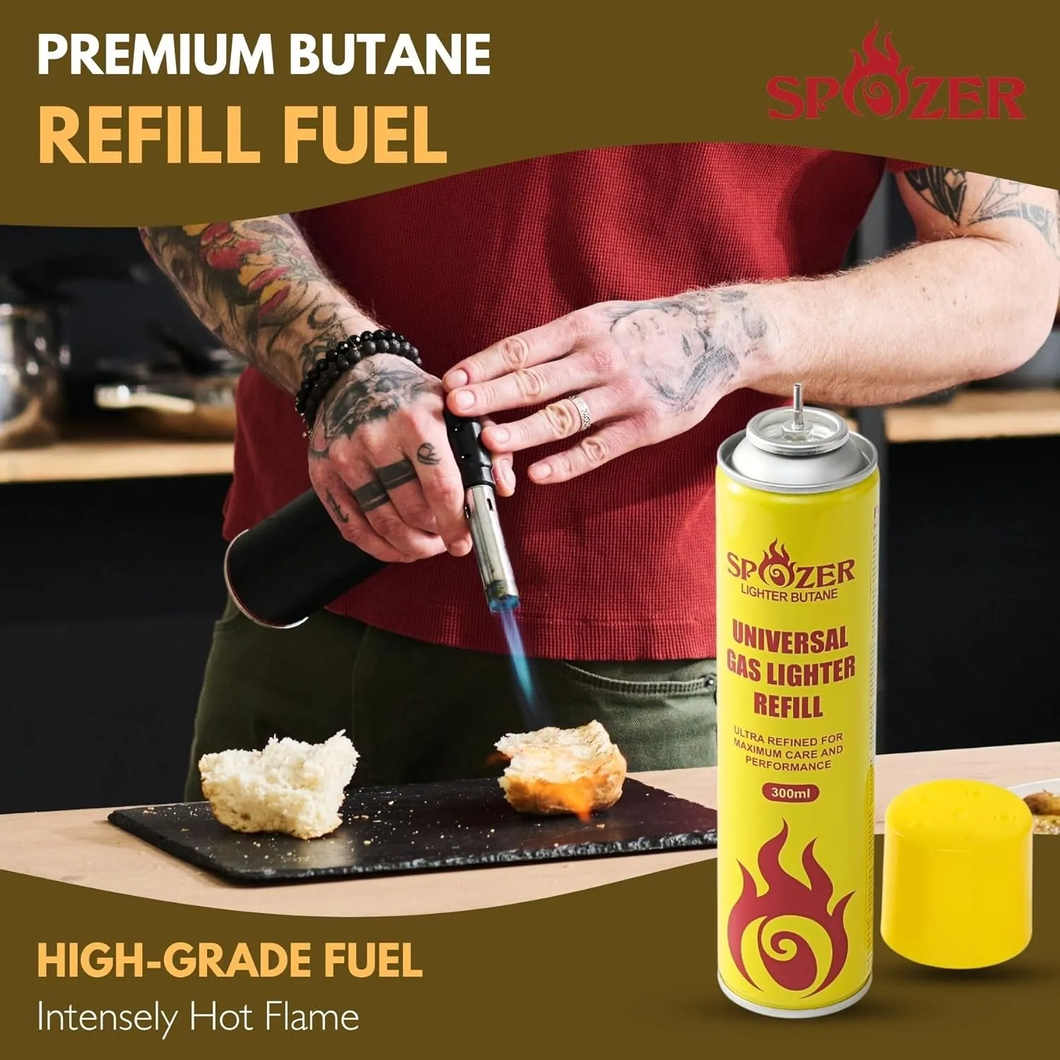 Butane Fuel Refill 300ml 10.14 Oz Lighter Butane Fuel Canister Ultra Pure Butane Gas Refill for Kitchen Torch, Lighter(12 Cans)