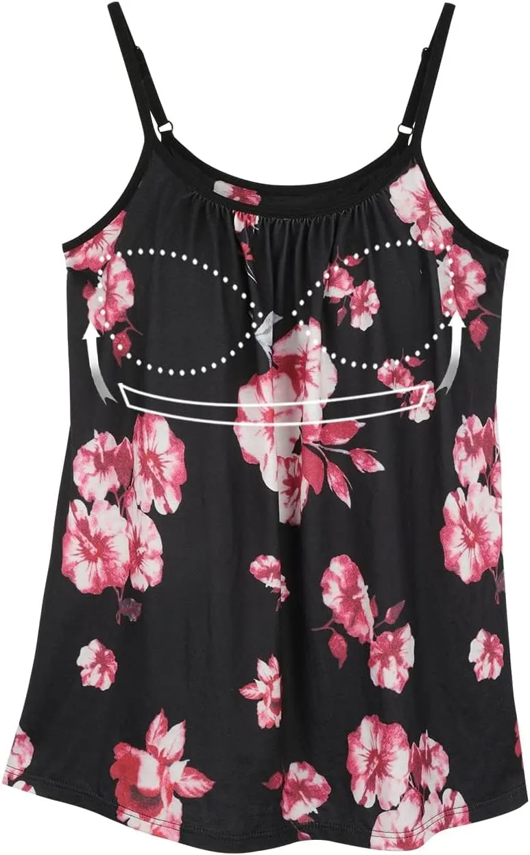 Camisoles for Women with Built in Bra Adjustable Strap Tank Tops Cami Sleeveless Summer Tops for Workout Sleeping Traveling