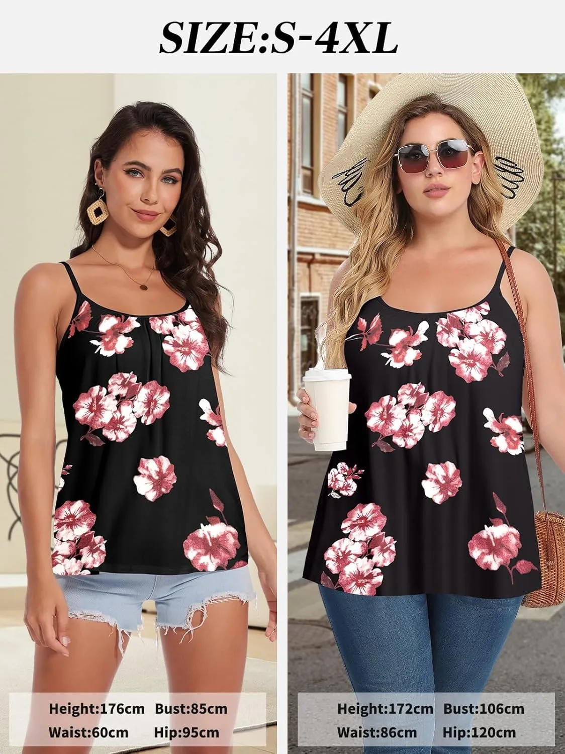 Camisoles for Women with Built in Bra Adjustable Strap Tank Tops Cami Sleeveless Summer Tops for Workout Sleeping Traveling