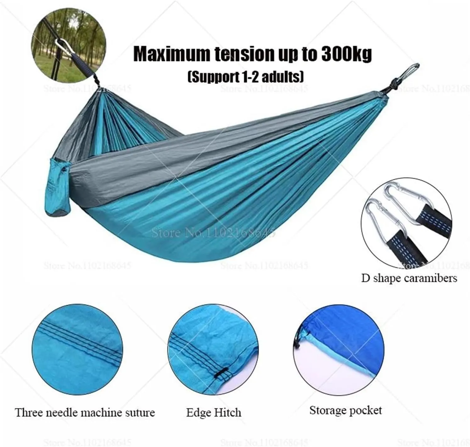 Camp Double Nylon Hammocks Camping Portable Parachute Hammock Outdoor Hiking Travel Backpacking Camping Gear Strong (Orange)