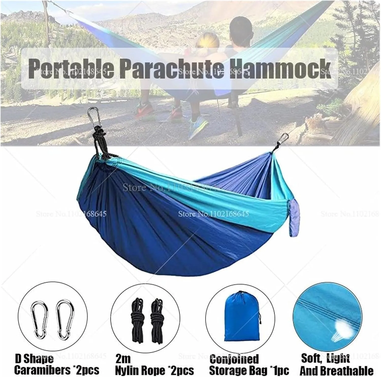 Camp Double Nylon Hammocks Camping Portable Parachute Hammock Outdoor Hiking Travel Backpacking Camping Gear Strong (Orange)
