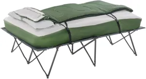 Camping Cot with Air Mattress, 75" x 50" Extra Wide Camping Cot, Heavy Duty Sleeping Cot Holds Up to 350LBS, Folding Cot Camping, Rv Trips, Beach, Patio, Carrying Bag