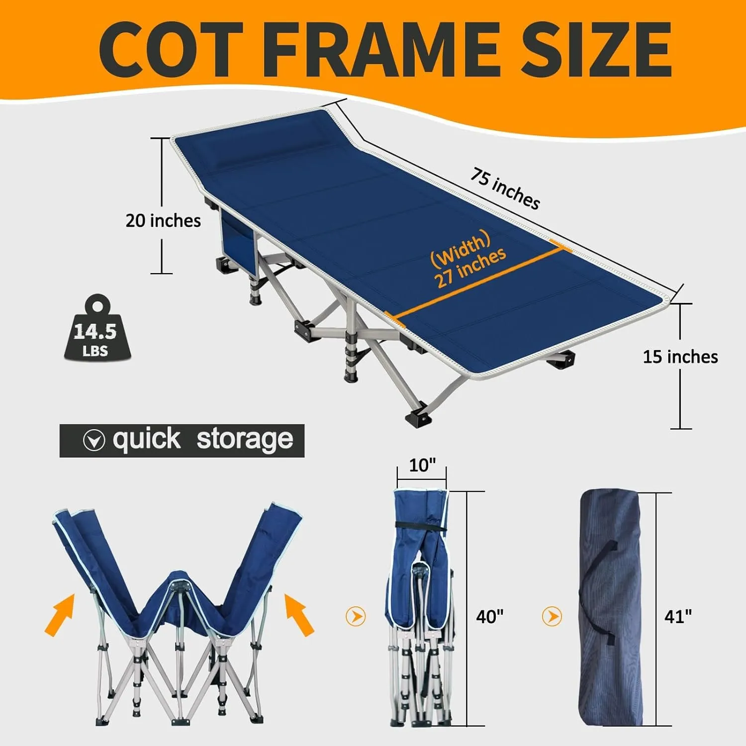 Camping Cot with Mattress Comfortable and Sturdy Load up to 450LB Cots for Sleeping Camping Bed with Carry Bag Folding Cot for Home Vacation Office Outdoor Indoor