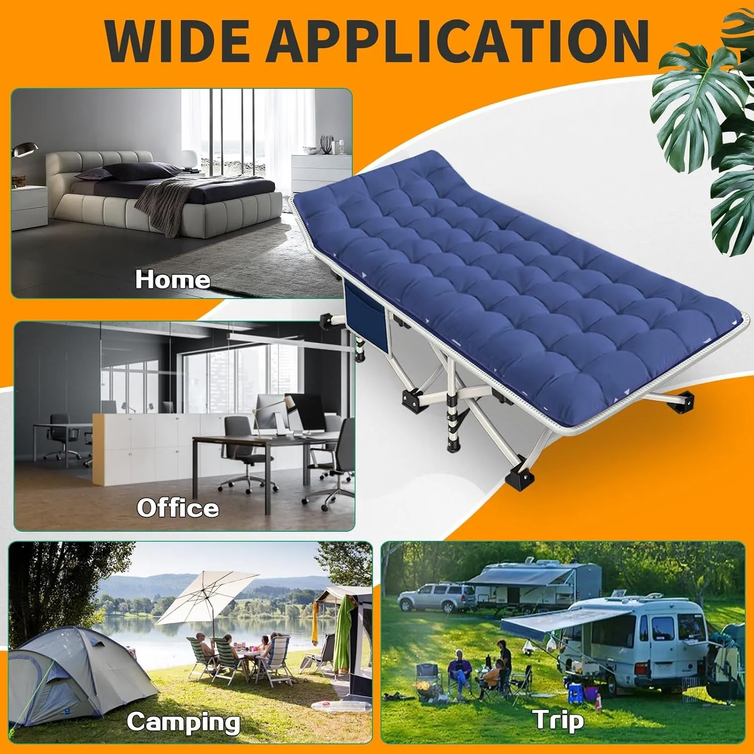 Camping Cot with Mattress Comfortable and Sturdy Load up to 450LB Cots for Sleeping Camping Bed with Carry Bag Folding Cot for Home Vacation Office Outdoor Indoor