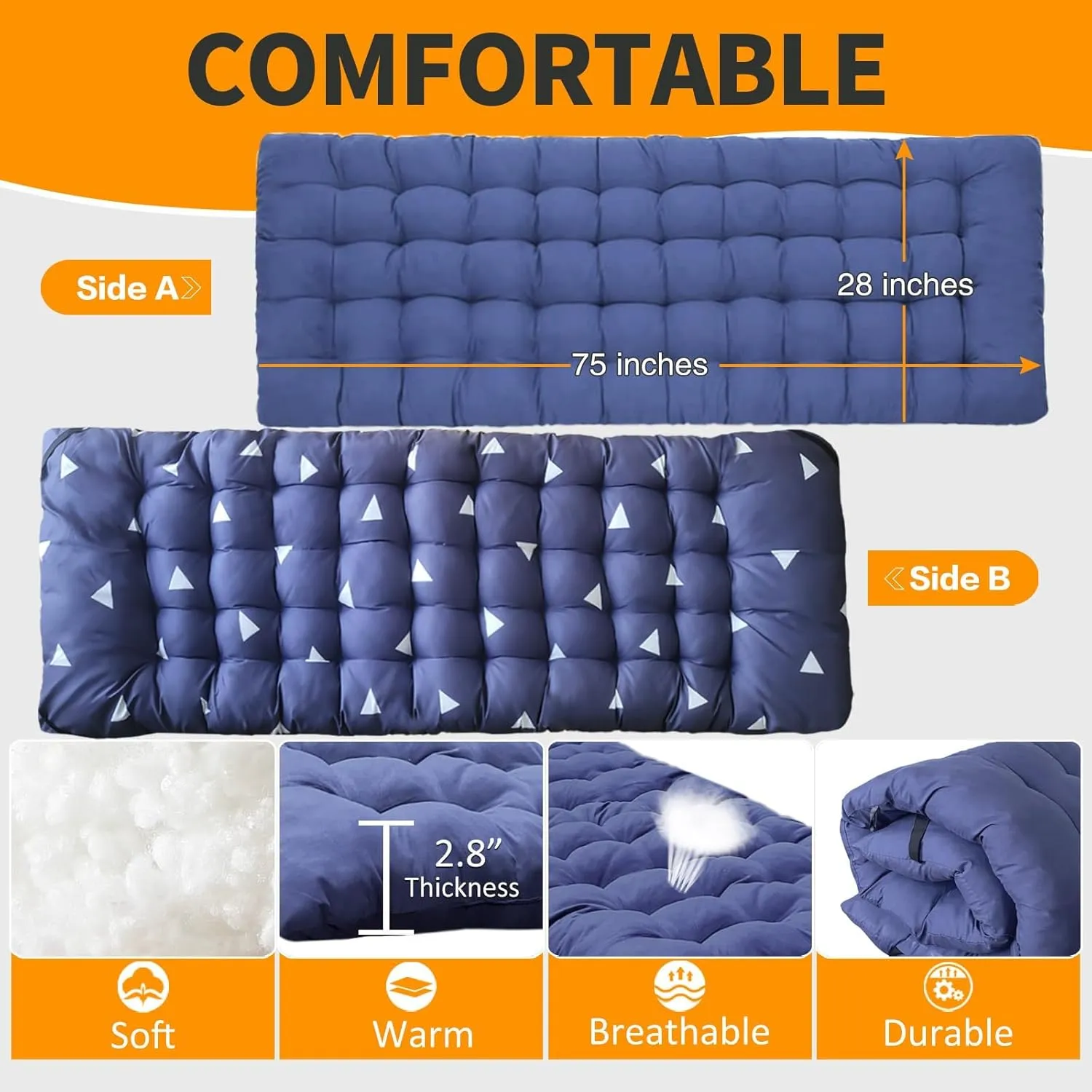 Camping Cot with Mattress Comfortable and Sturdy Load up to 450LB Cots for Sleeping Camping Bed with Carry Bag Folding Cot for Home Vacation Office Outdoor Indoor